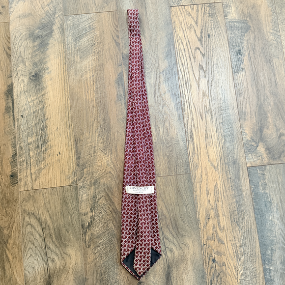 Givenchy Vintage 100% silk neck ties Old Money Classic style ties red cream - Picture 4 of 8